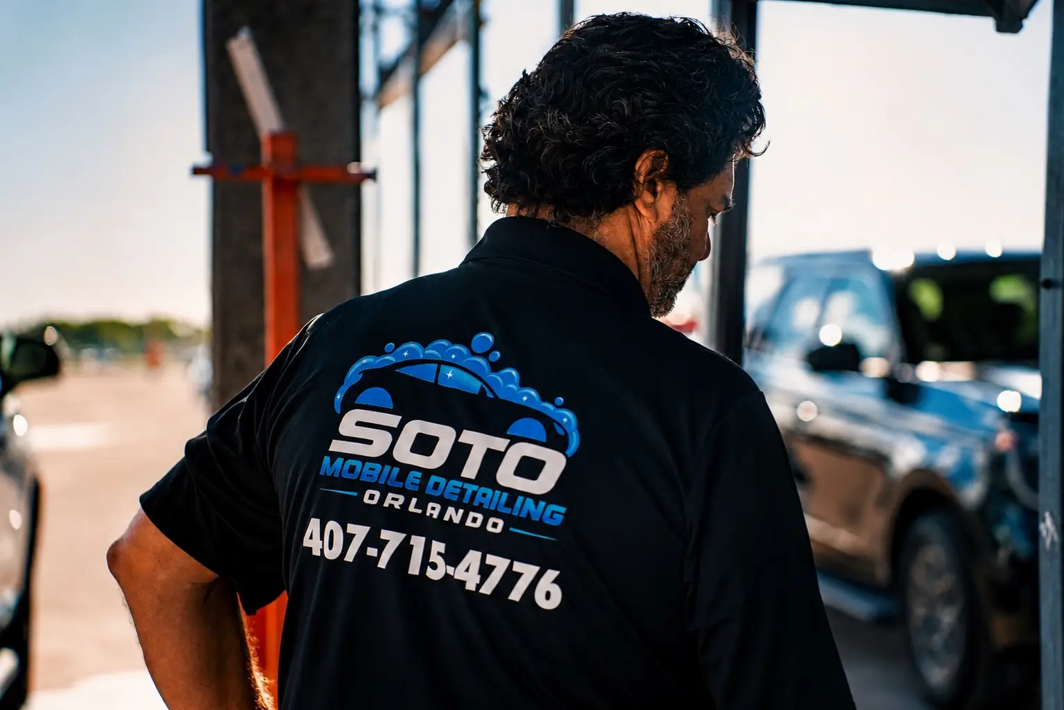 Mobile detailing company in Orlando, FL · work section Mobile detailing company in Orlando, FL · mobile detailing setup working in full Florida sun