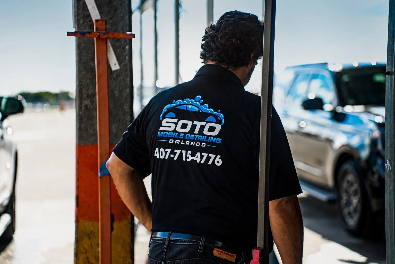 Mobile detailing company in Orlando, FL · booking section Mobile detailing company in Orlando, FL · canopy shading a vehicle during an exterior detail