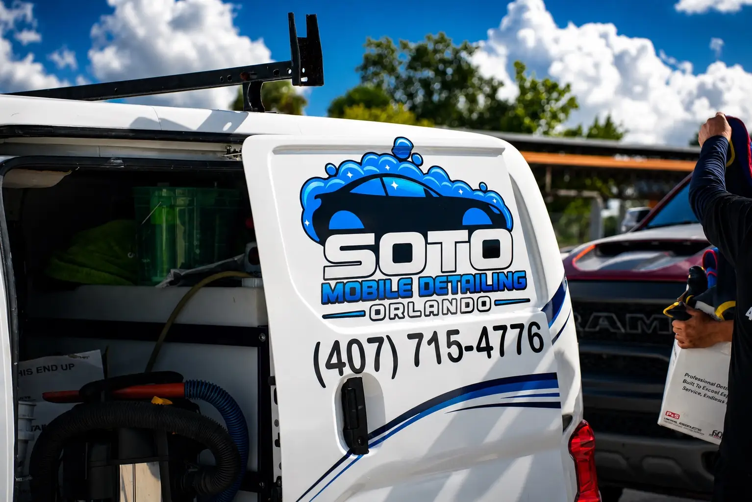Mobile detailing company in Orlando, FL · packages section Mobile detailing company in Orlando, FL · rear of the Soto Mobile Detailing van